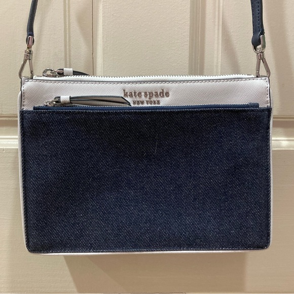 NWOT Kate Spade White Denim Crossbody Purse Bag - Picture 3 of 16